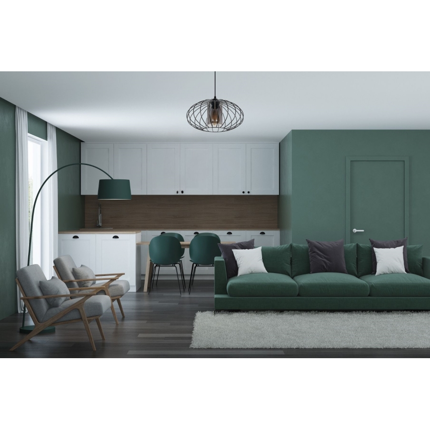 Pendel CORRINI 1xE27/60W/230V diameter 34 cm sort/grå
