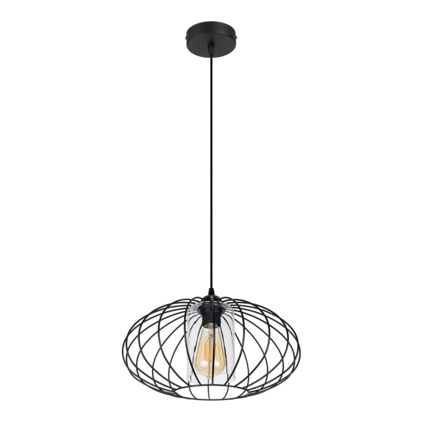 Pendel CORRINI 1xE27/60W/230V diameter 34 cm sort/transparent