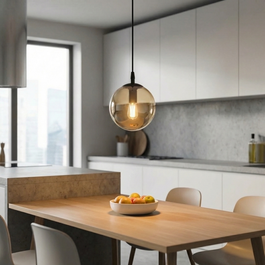 Pendel COSMO 1xE14/10W/230V diameter 14 cm sort/beige