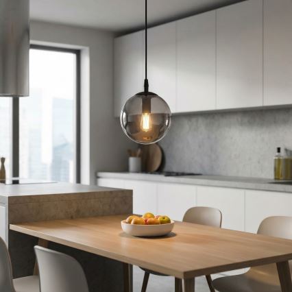 Pendel COSMO 1xE14/10W/230V diameter 14 cm sort/grå