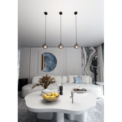 Pendel COSMO 1xE14/10W/230V diameter 14 cm sort/grå