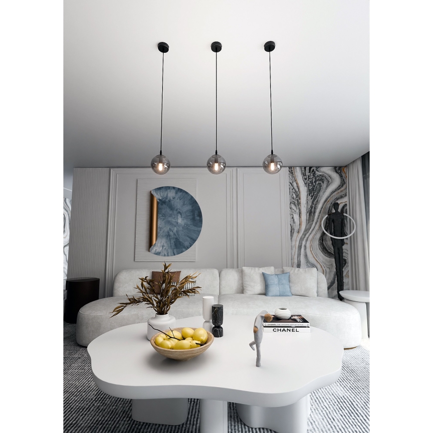 Pendel COSMO 1xE14/10W/230V diameter 14 cm sort/grå