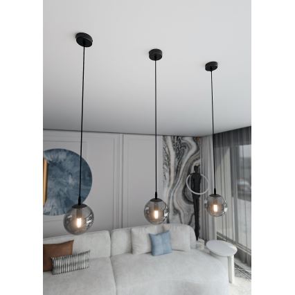 Pendel COSMO 1xE14/10W/230V diameter 14 cm sort/grå
