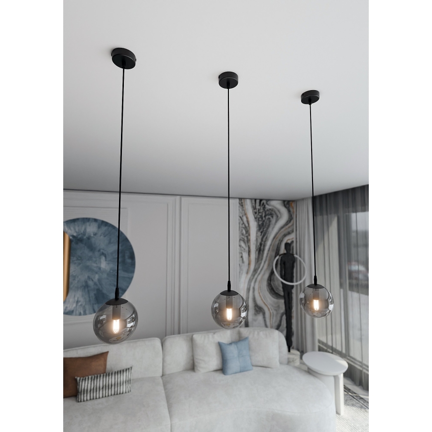 Pendel COSMO 1xE14/10W/230V diameter 14 cm sort/grå