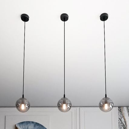 Pendel COSMO 1xE14/10W/230V diameter 14 cm sort/grå