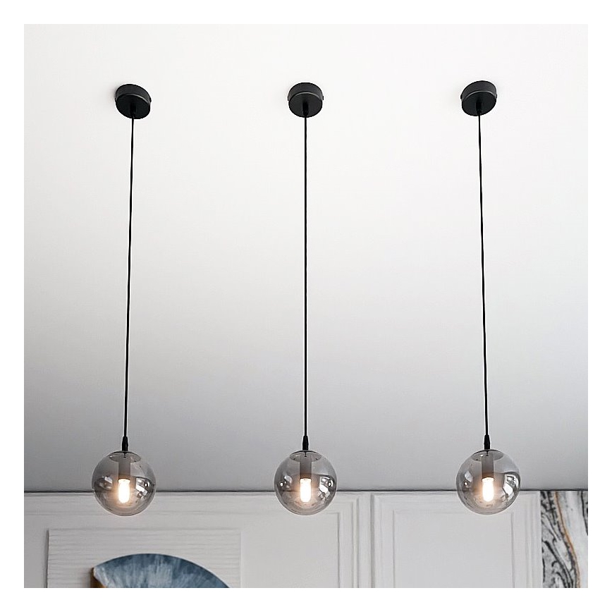 Pendel COSMO 1xE14/10W/230V diameter 14 cm sort/grå