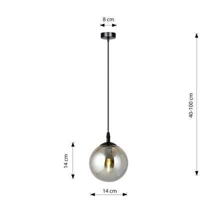 Pendel COSMO 1xE14/10W/230V diameter 14 cm sort/grå