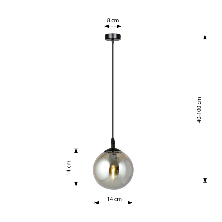 Pendel COSMO 1xE14/10W/230V diameter 14 cm sort/grå