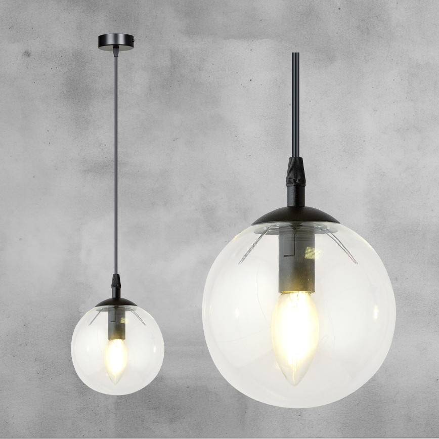 Pendel COSMO 1xE14/10W/230V diameter 14 cm sort/transparent