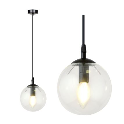 Pendel COSMO 1xE14/10W/230V diameter 14 cm sort/transparent