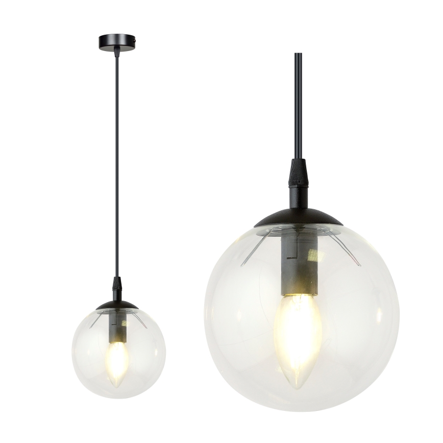 Pendel COSMO 1xE14/10W/230V diameter 14 cm sort/transparent