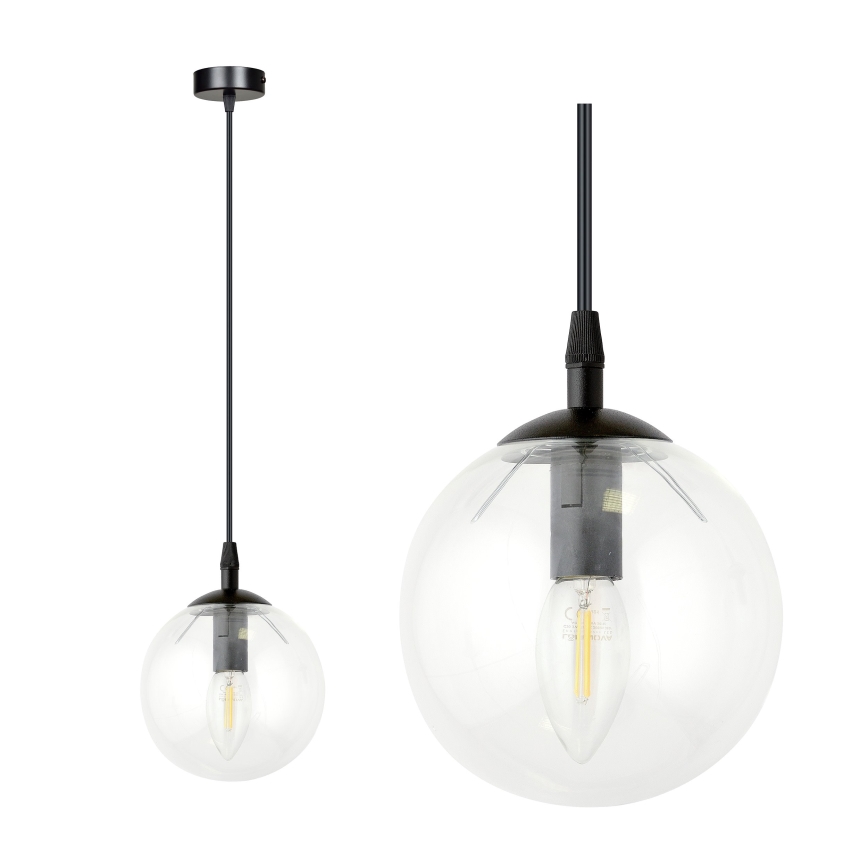 Pendel COSMO 1xE14/10W/230V diameter 14 cm sort/transparent