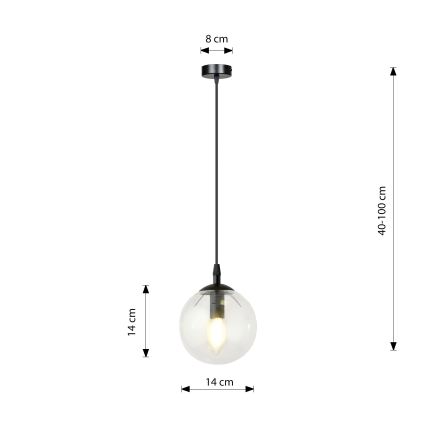 Pendel COSMO 1xE14/10W/230V diameter 14 cm sort/transparent