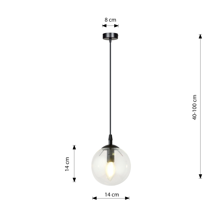 Pendel COSMO 1xE14/10W/230V diameter 14 cm sort/transparent