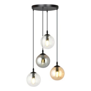 Pendel COSMO 4xE14/10W/230V diameter 40 cm sort/grå/beige/transparent