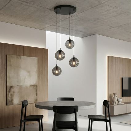 Pendel COSMO 4xE14/10W/230V diameter 40 cm sort/grå