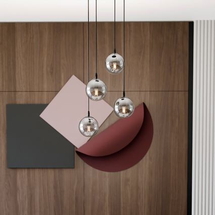 Pendel COSMO 4xE14/10W/230V diameter 40 cm sort/grå