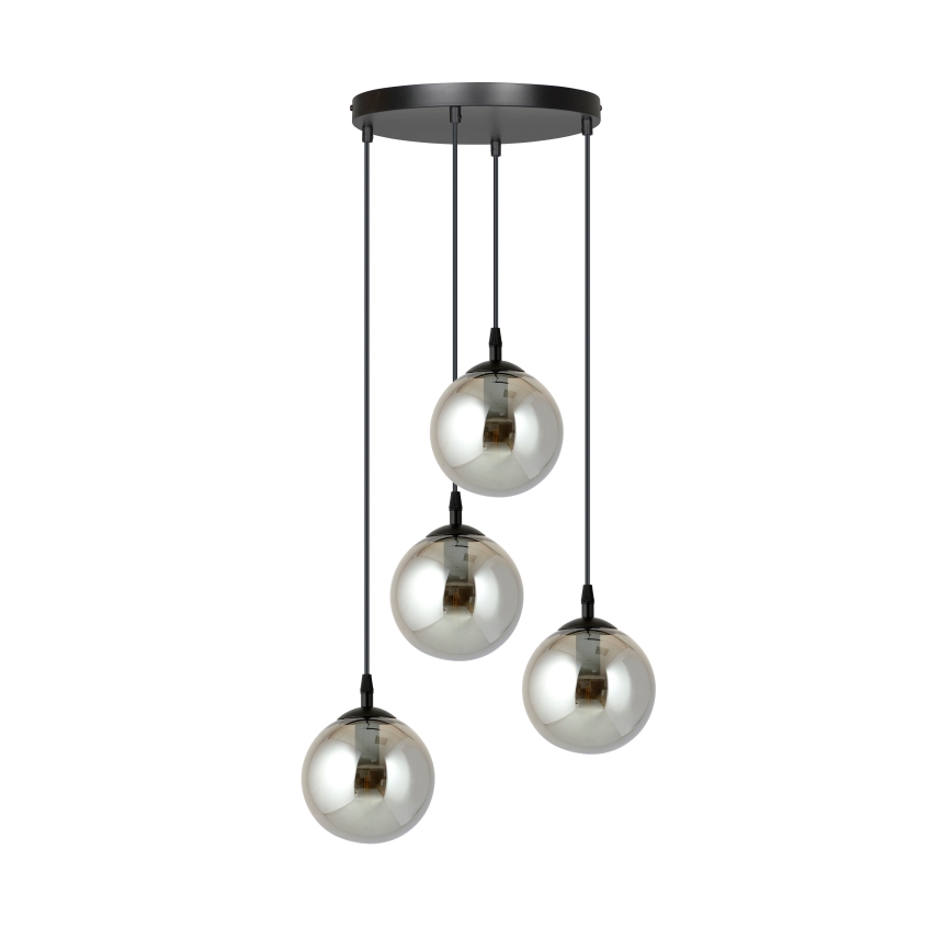 Pendel COSMO 4xE14/10W/230V diameter 40 cm sort/grå
