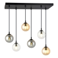 Pendel COSMO 6xE14/10W/230V sort/grå/beige/transparent
