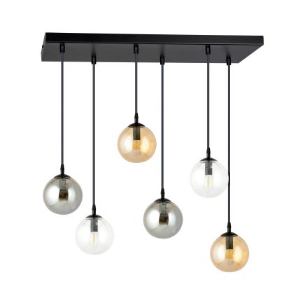 Pendel COSMO 6xE14/10W/230V sort/grå/beige/transparent
