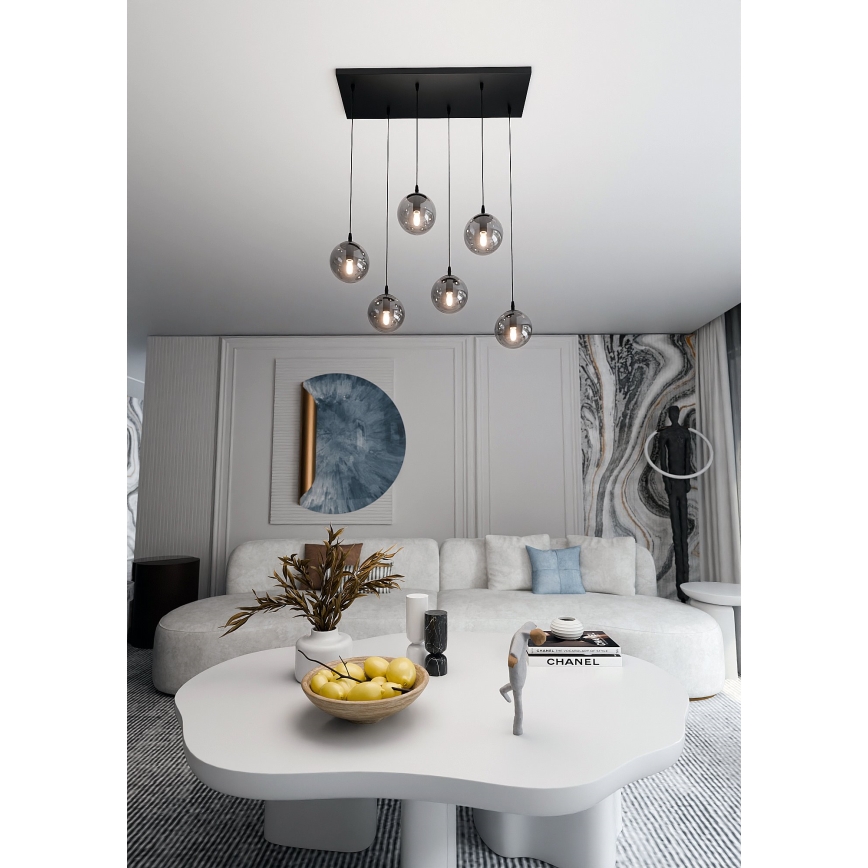Pendel COSMO 6xE14/10W/230V sort/grå