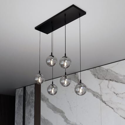 Pendel COSMO 6xE14/10W/230V sort/grå