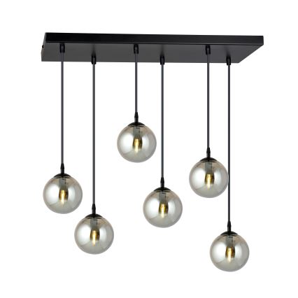 Pendel COSMO 6xE14/10W/230V sort/grå