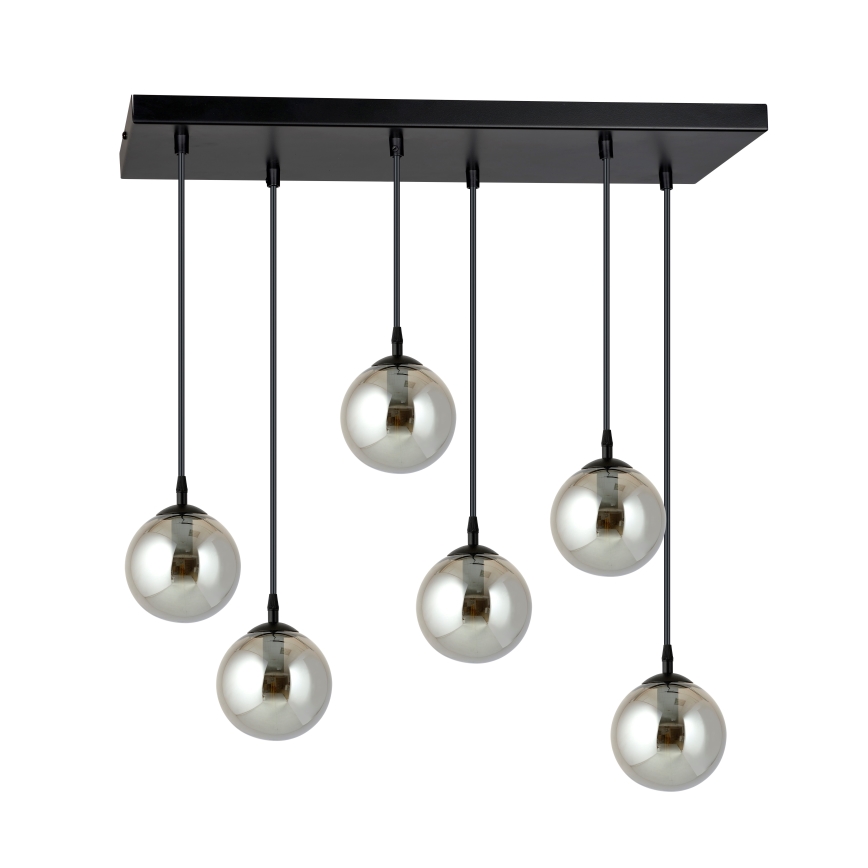 Pendel COSMO 6xE14/10W/230V sort/grå