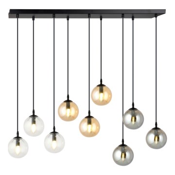 Pendel COSMO 9xE14/10W/230V sort/grå/beige/transparent
