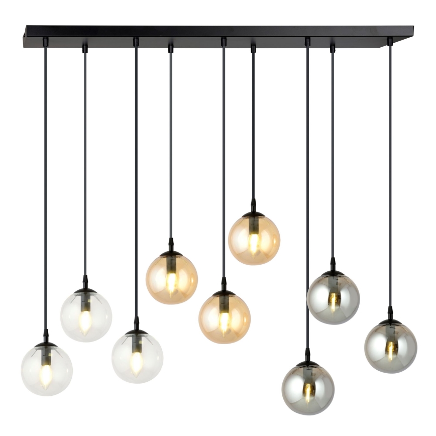 Pendel COSMO 9xE14/10W/230V sort/grå/beige/transparent
