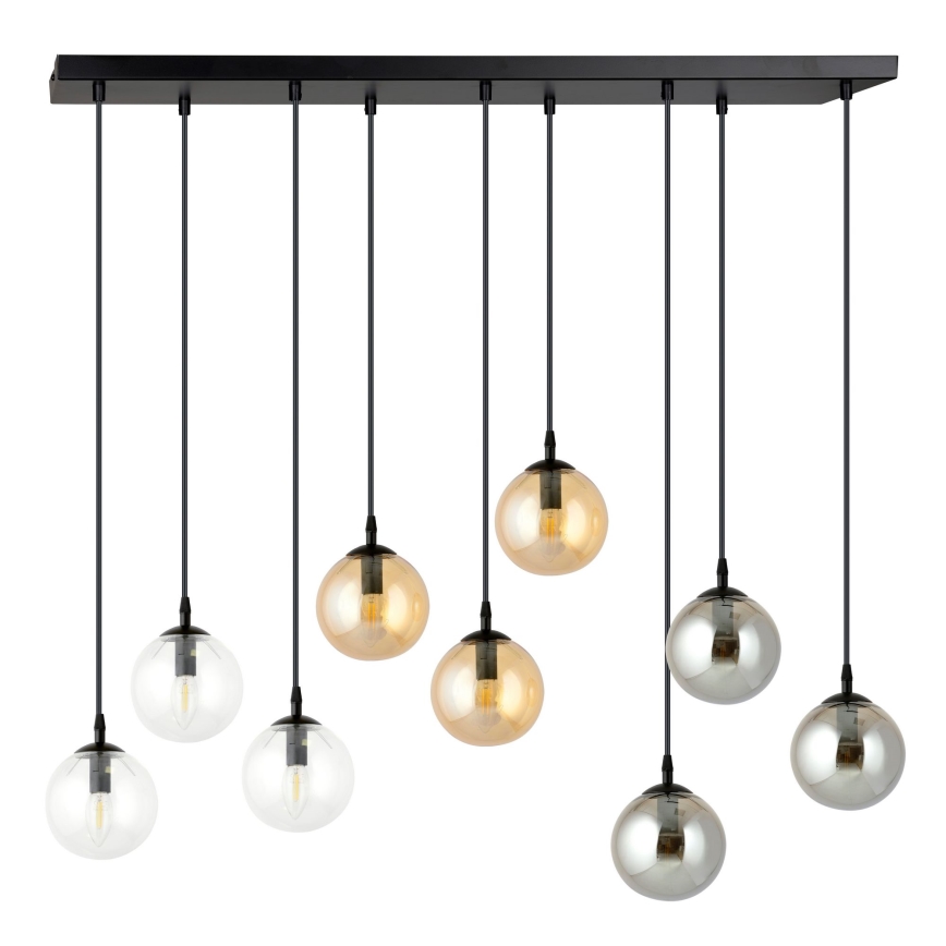 Pendel COSMO 9xE14/10W/230V sort/grå/beige/transparent