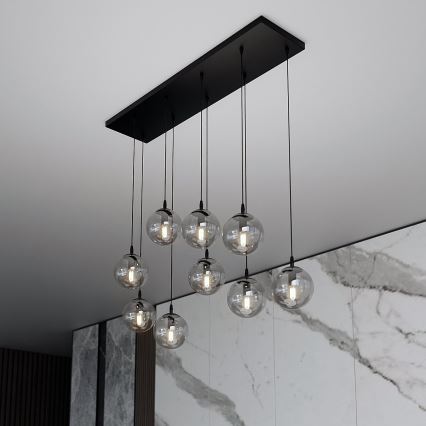 Pendel COSMO 9xE14/10W/230V sort/grå
