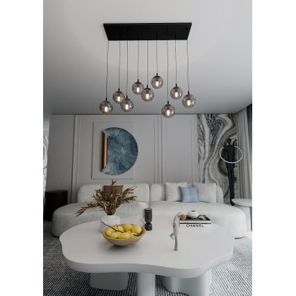 Pendel COSMO 9xE14/10W/230V sort/grå