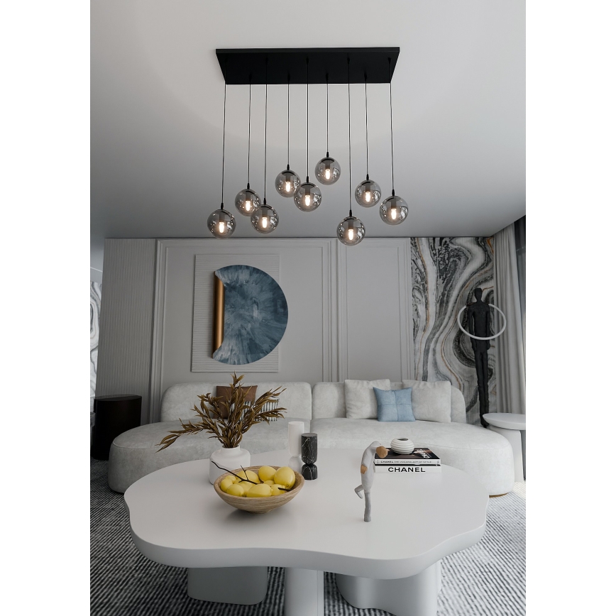 Pendel COSMO 9xE14/10W/230V sort/grå