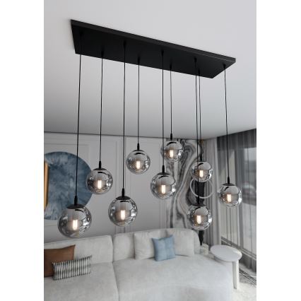Pendel COSMO 9xE14/10W/230V sort/grå