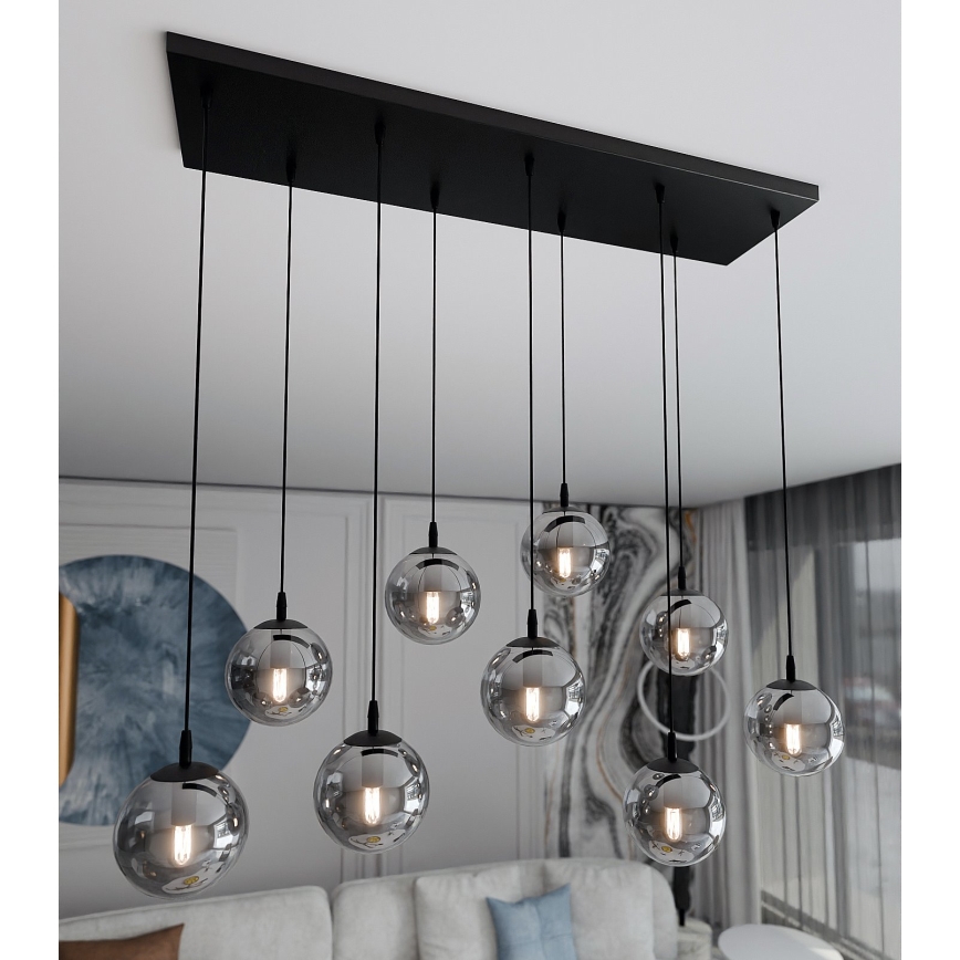 Pendel COSMO 9xE14/10W/230V sort/grå