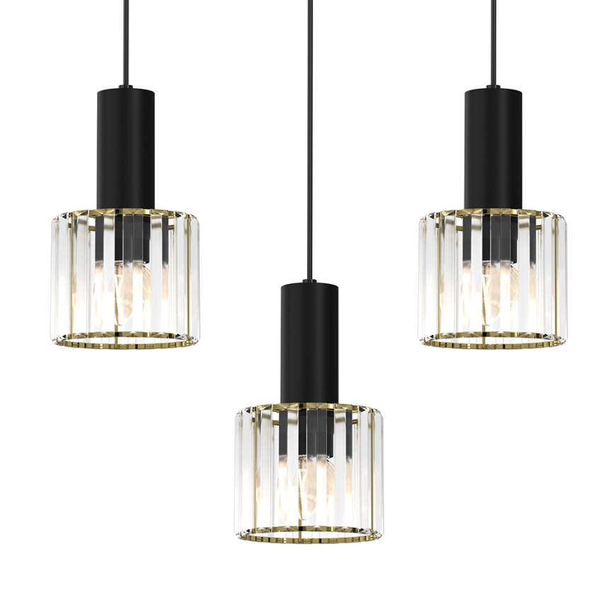 Pendel CRISTAL 3xE27/60W/230V sort