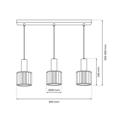 Pendel CRISTAL 3xE27/60W/230V sort