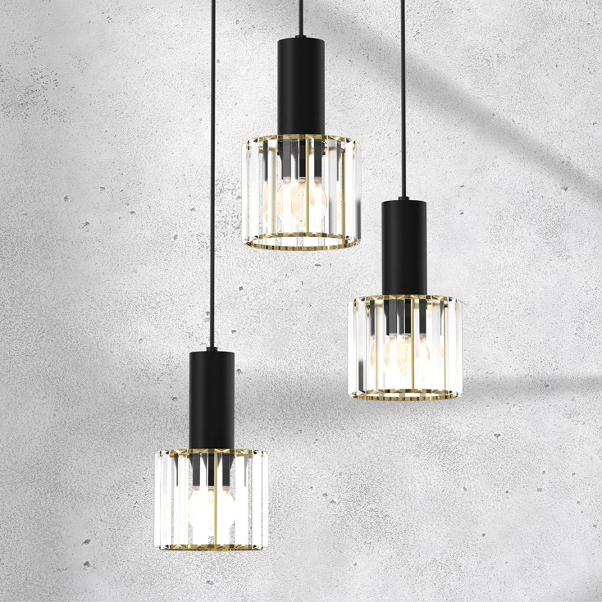 Pendel CRISTAL 3xE27/60W/230V sort