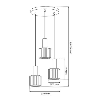 Pendel CRISTAL 3xE27/60W/230V sort