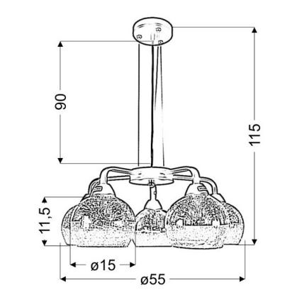 Pendel CROMINA 5xE27/60W/230V