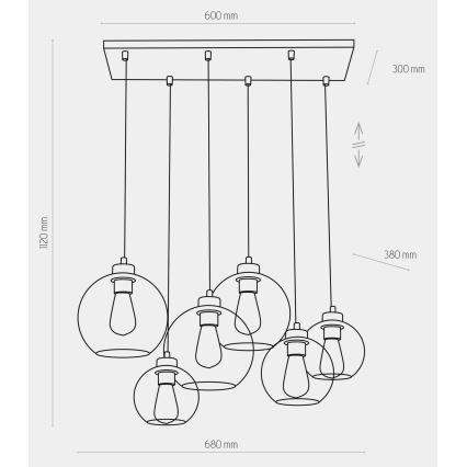 Pendel CUBUS 6xE27/60W/230V sort