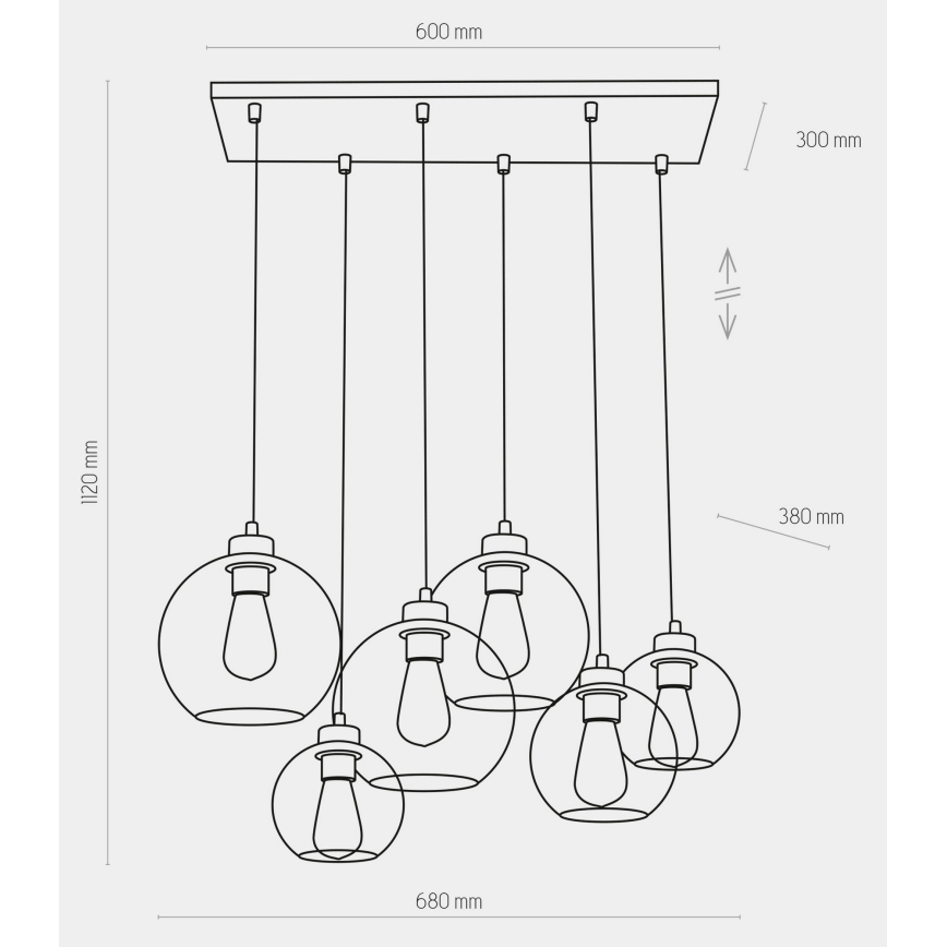 Pendel CUBUS 6xE27/60W/230V sort