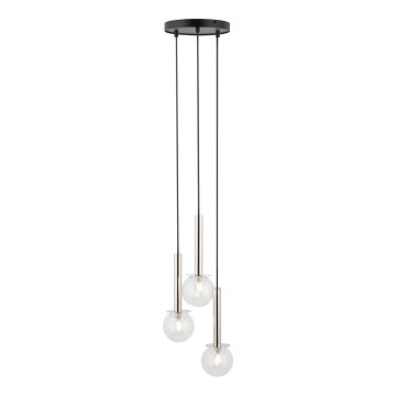 Pendel DAISY 3xG9/12W/230V diameter 27 cm skinnende krom/sort/transparent