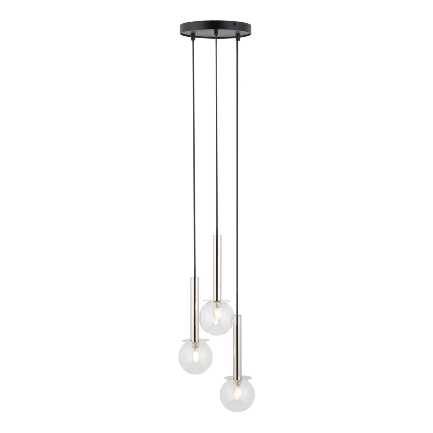 Pendel DAISY 3xG9/12W/230V diameter 27 cm skinnende krom/sort/transparent