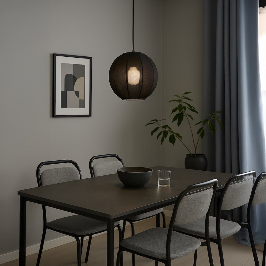 Pendel DANA med ledning 1xE27/15W/230V Ø 25 cm sort