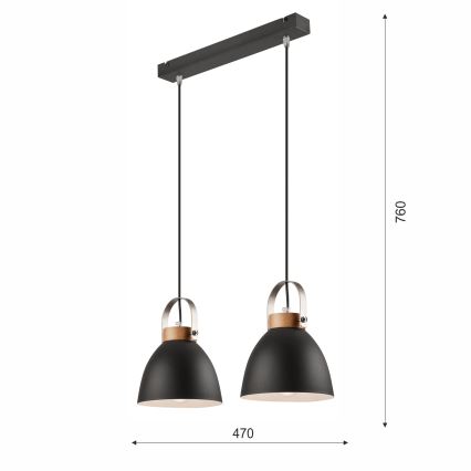Pendel DANIELLE 2xE27/60W/230V bøg