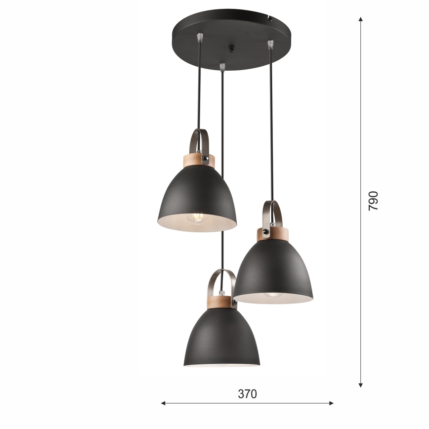 Pendel DANIELLE 3xE27/60W/230V bøg