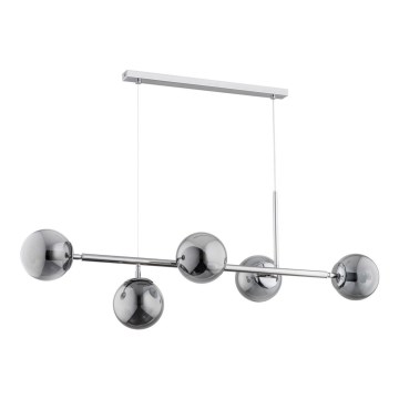 Pendel DANSA 5xE14/10W/230V grå/skinnende krom