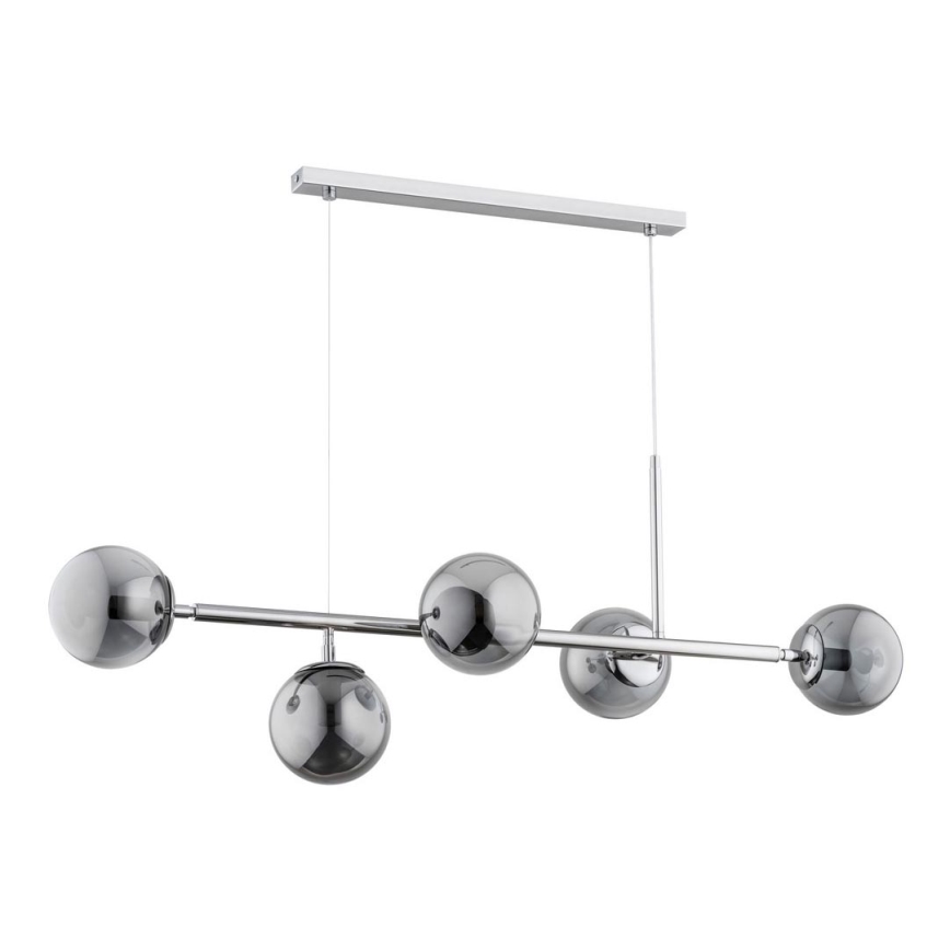 Pendel DANSA 5xE14/10W/230V grå/skinnende krom